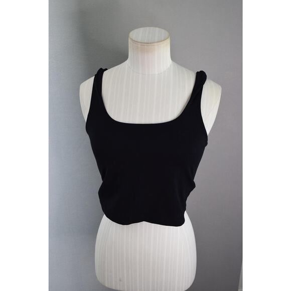 Daily Drills Shirt Womens Small Black Tank Top Cropped Stretch Scoop Neck Bra - Picture 1 of 5